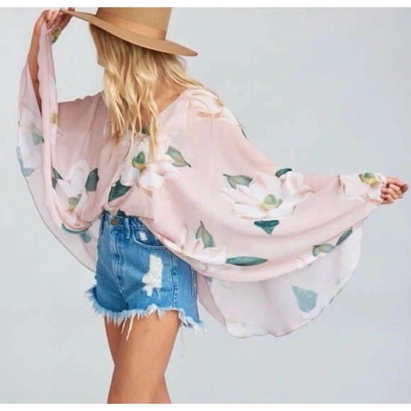 Show Me Your MuMu Tops - ShowMe Your Mumu Butterfly Tunic Floral Sheer Boho ethereal FairyCore Romantic S